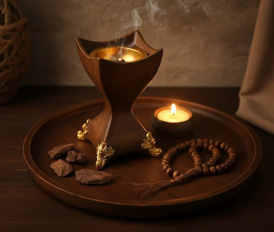 Decorative Incense Burner with Gold Accents