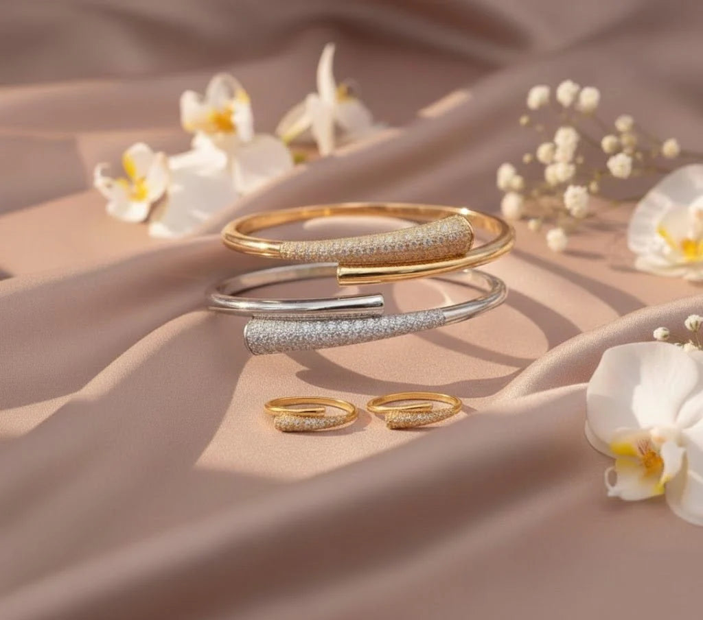 Linked Chain Luxury Bangle & Ring Set