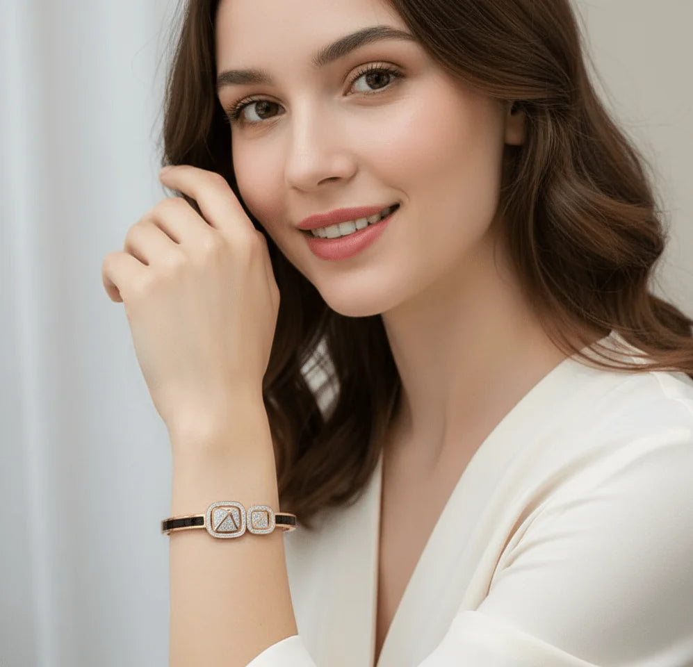 Twin Diamond Emblem Bangle